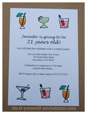 Birthday Party Places on Tools And Materials Used To Make 21st Birthday Invitations