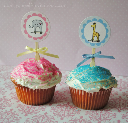 Birthday Cake Toppers on Printable 1st Birthday Invitations Cupcake Toppers