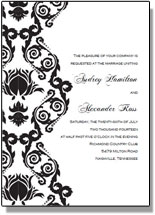 printable black and white damask wedding invitations