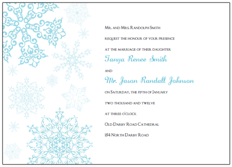 printable snowflake wedding invitations Blue Snowflakes