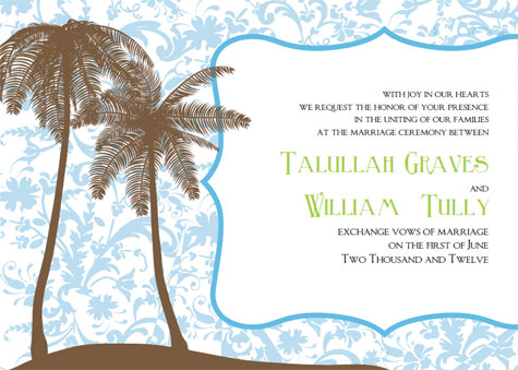 Printable Wedding Invitations Kit Talullah Palm Tree Island