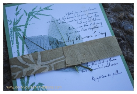 bamboo wedding invitations I used some olive green embossing ink and some 