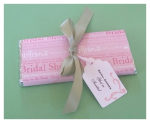 Materials needed to make bridal shower invitation candy bars :
