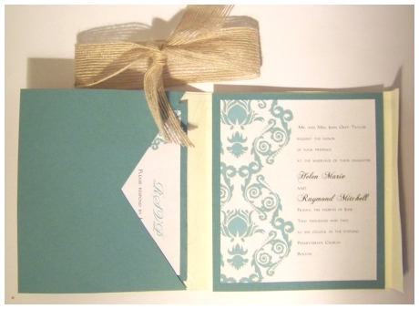 To create the text and RSVP for the invitation I Used the damask template 