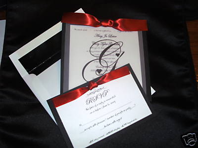 Elegant Black,Red and White Wedding Invitation. by Amy Leiter