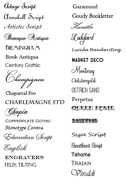 wedding invitation fonts