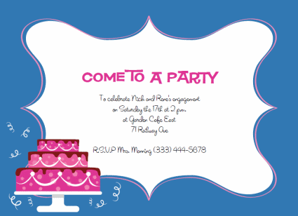Birthday Party Invitation Wording on Printable Invitation Templates   Pink Layer Cake