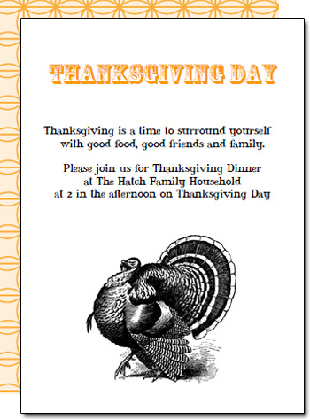 Free Invitations Templates on Free Printable Thanksgiving Invitations Template