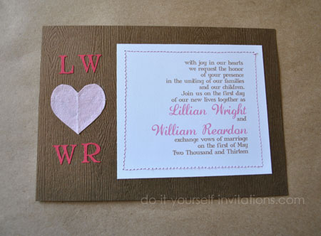 vintage wedding invitations, heart
