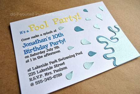 Pool Party Invitations on Pool Party Invitations Back To Make Your Own Party Invitations Page