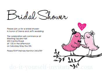 Download and print the birdie bridal shower invitations