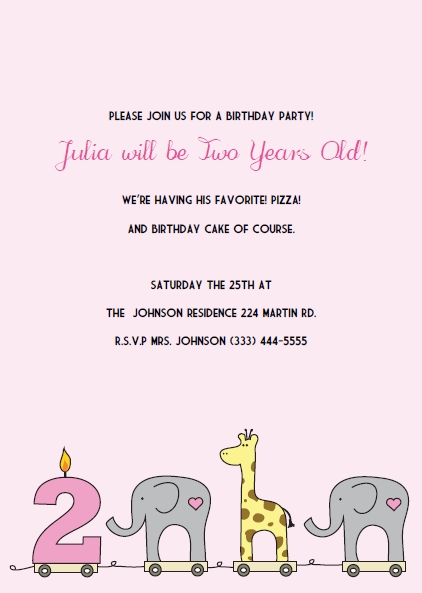elephant giraffe girls 1st birthday invitations
