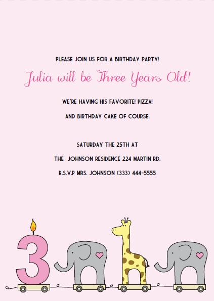 elephant giraffe girls 1st birthday invitations