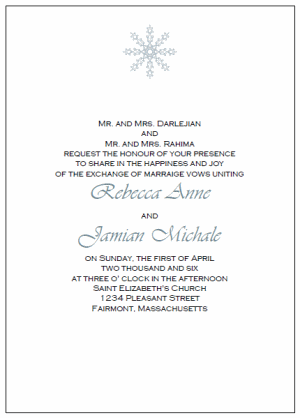 snowflake wedding invitation templates