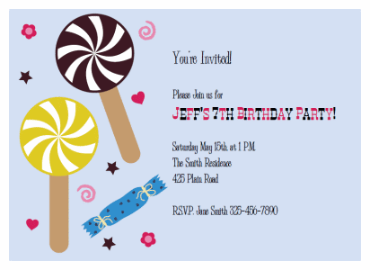 lollipop birthday party Invitations