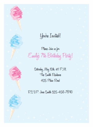 cotton candy birthday party Invitations