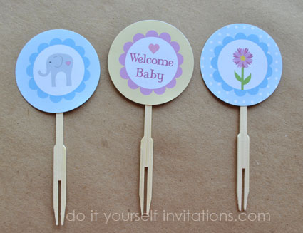 elephant baby shower printable cupcake topper