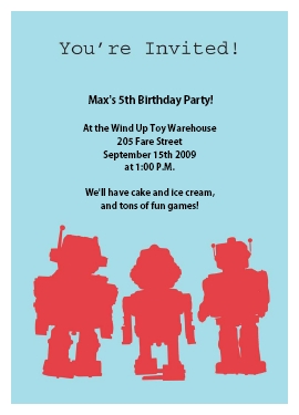 robot birthday invitation