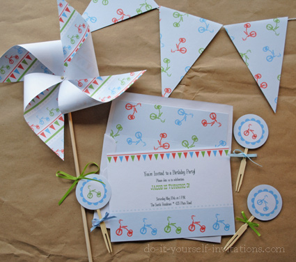 printable birthday invitations kits tricycle