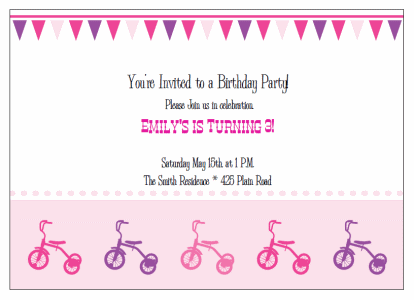 tricycle birthday party Invitations