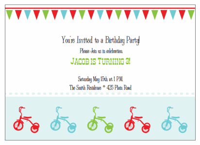 tricycle birthday party Invitations