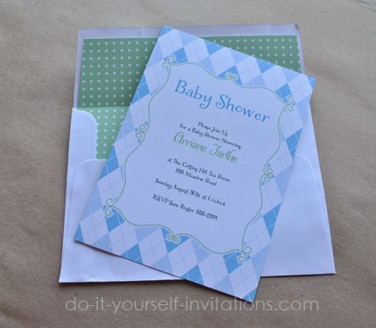 pink argyle printable baby shower invitations