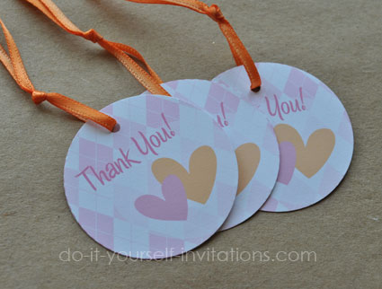 pink argyle printable baby shower favor tags
