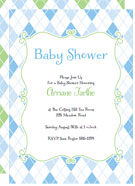 blue argyle printable baby shower invitations