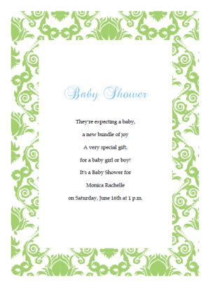 green baby shower invitations