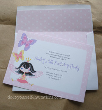 printable fairy princess invitations