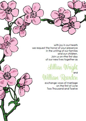 cherry blossom wedding invitations
