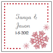 red snowflake favor tag