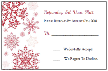 red snowflake rsvp response card