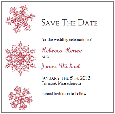 red snowflake Save The Dates