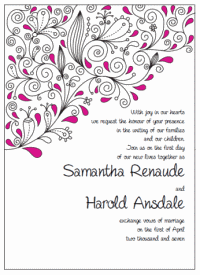 pink and black paisley wedding invitations