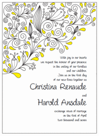 yellow and black paisley wedding invitations