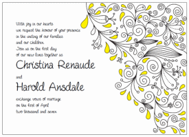 yellow and black paisley wedding invitations