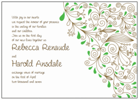 brown and green paisley wedding invitations