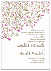 pink and brown wedding invitation templates