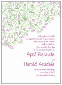 pink and green paisley wedding invitations