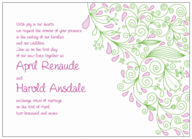 pink and green paisley wedding invitations