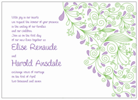 purple and green paisley wedding invitations