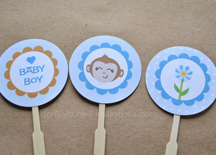 elephant baby shower printable cupcake topper