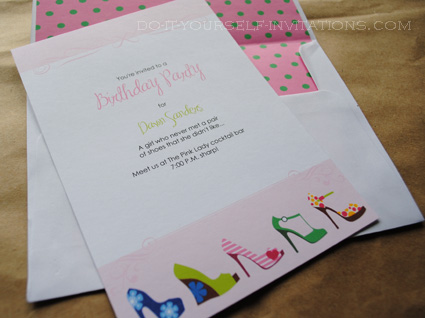 printable high heel stiletto invitations