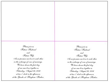 two-up format or 2-up invitations