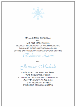 free printable snowflake wedding invitations