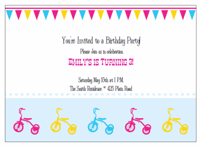 tricycle birthday party Invitations
