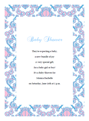 pink and blue baby shower invitations