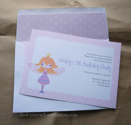 printable fairy princess invitations