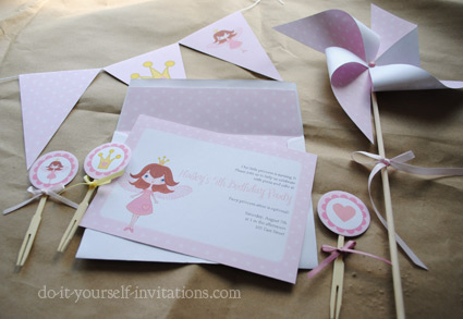 printableprincess party invitations kit